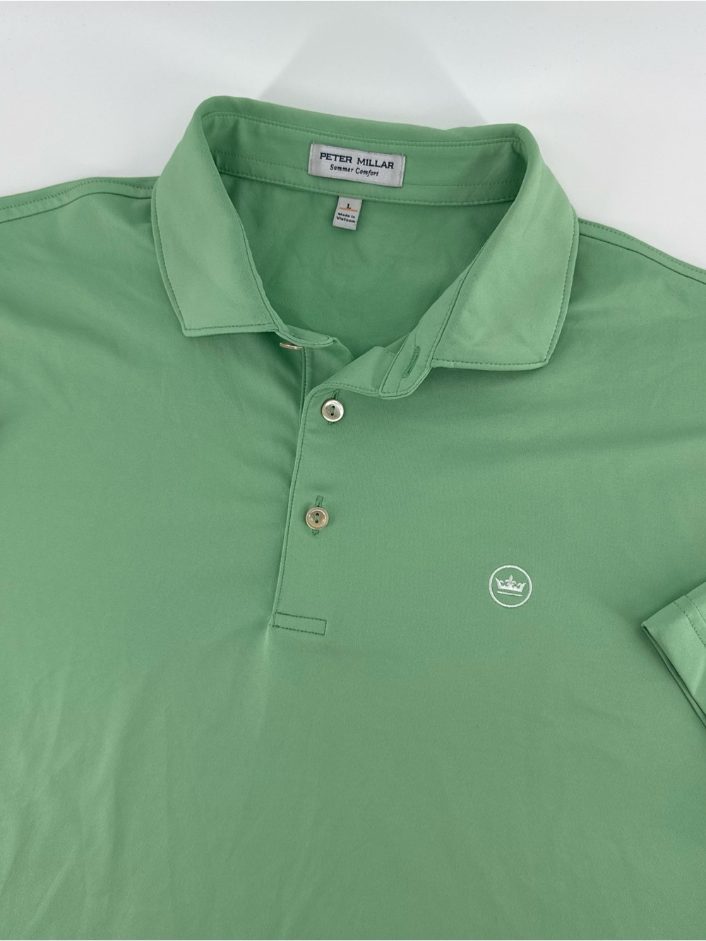 Peter Millar Men's Green Golf Polo L Crown Sport Summer Comfort Performance